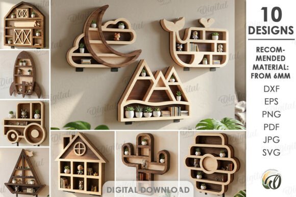 3D Wall Shelves Bundle Laser Cut