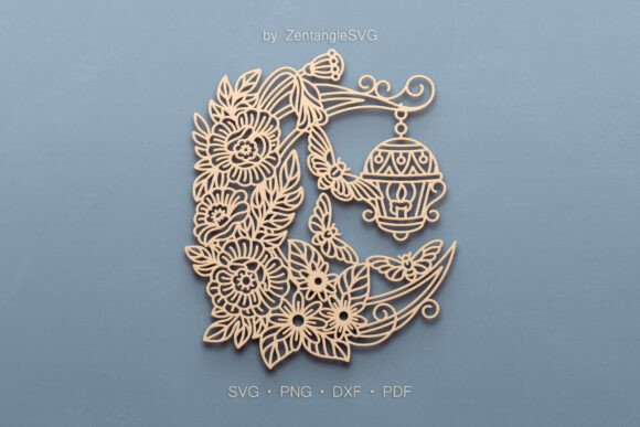 Floral Moon SVG Paper Cut
