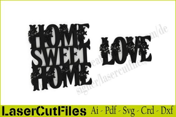Floral Text for Laser Cutting, LOVE