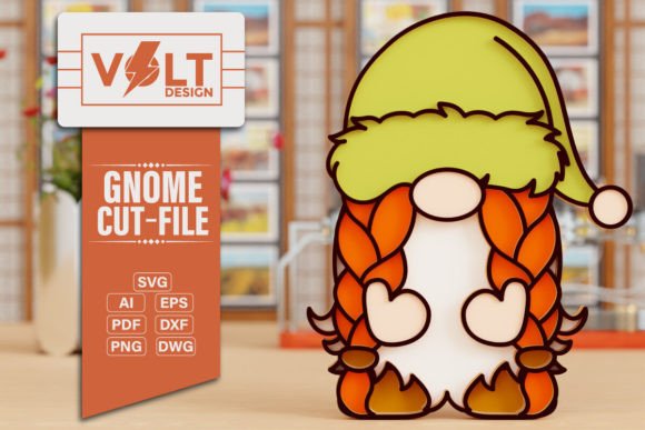 Gnome 3d SVG Laser Cutting Multilayered Design Asset