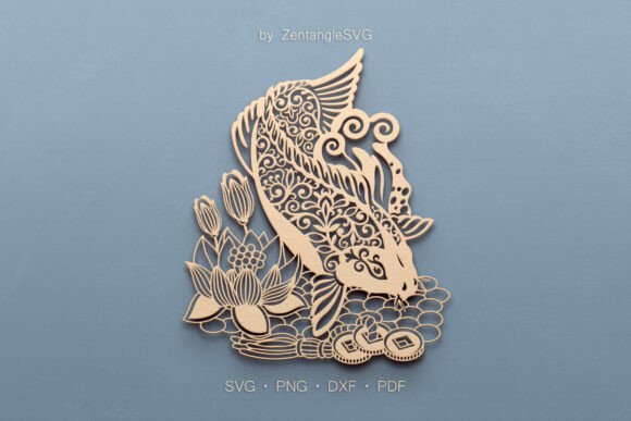 Koi Fish SVG Paper Cut Laser Cutting: A Digital Template for Intricate Artistry