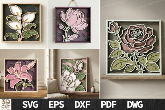 Layered Floral Wall Art SVG Bundle