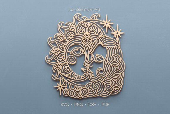 Sun Moon SVG Paper Cut Laser Cutting
