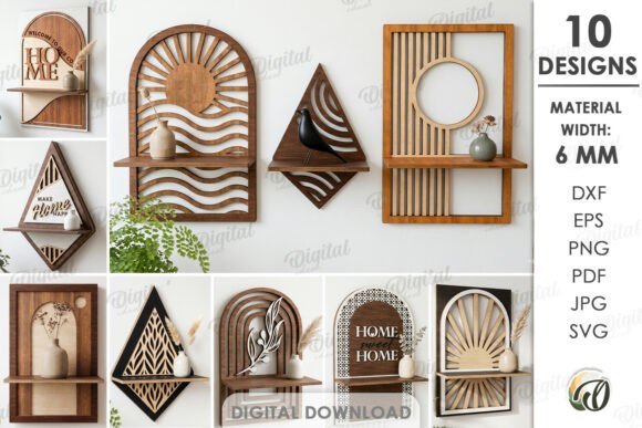 Transform Your Space with the 3D Decorative Shelves Bundle Laser Cut
